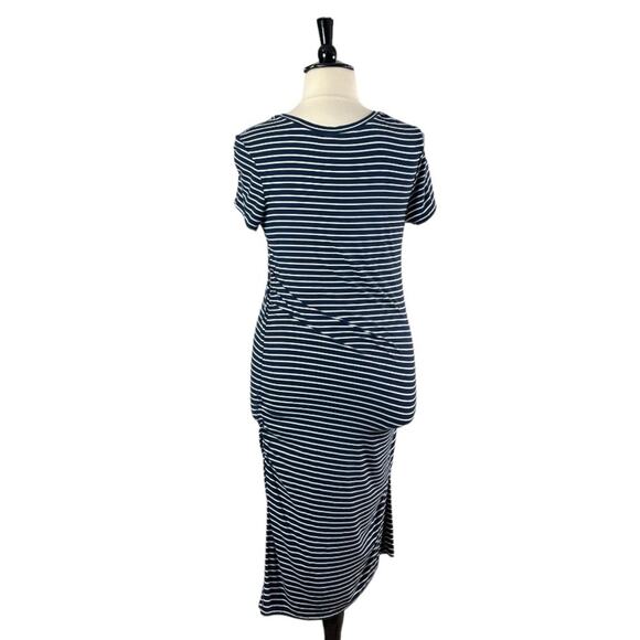 Time and Tru Maternity Dress Tee Shirt Midi Blue Stripe Women’s Size Large 12/14 - Picture 6 of 12